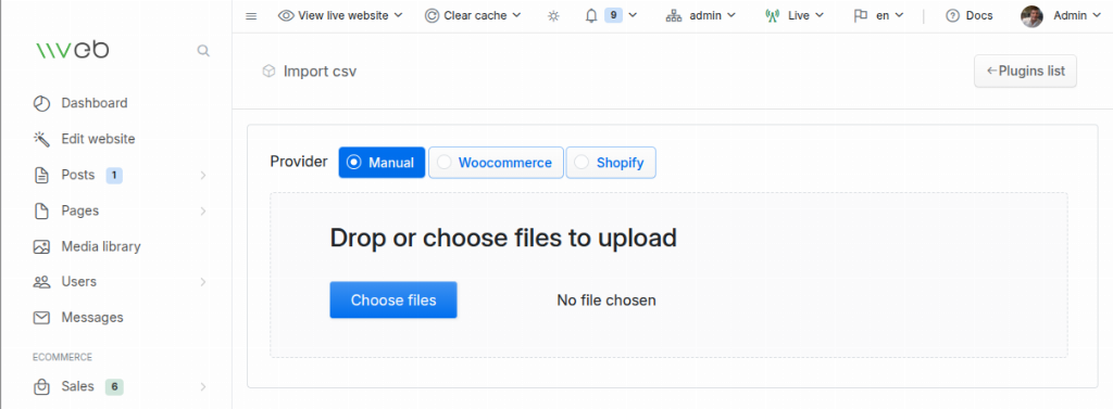 Import csv