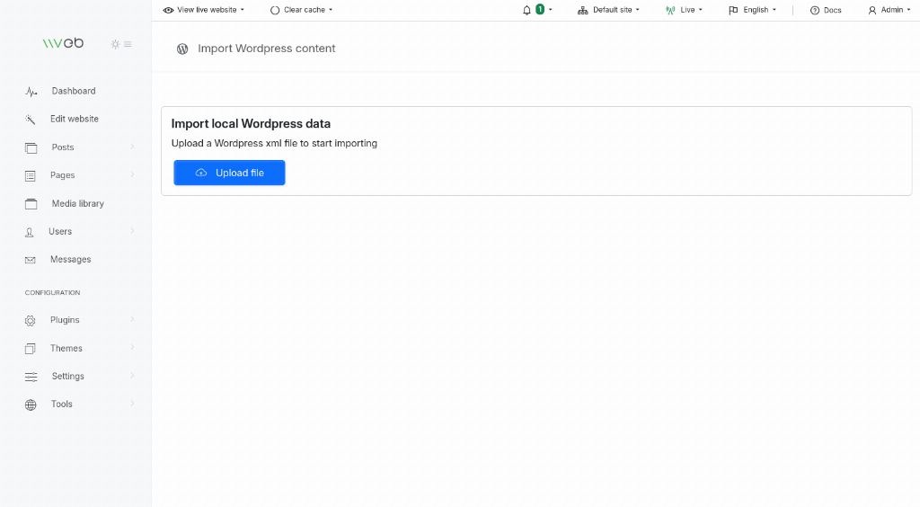 Import wordpress