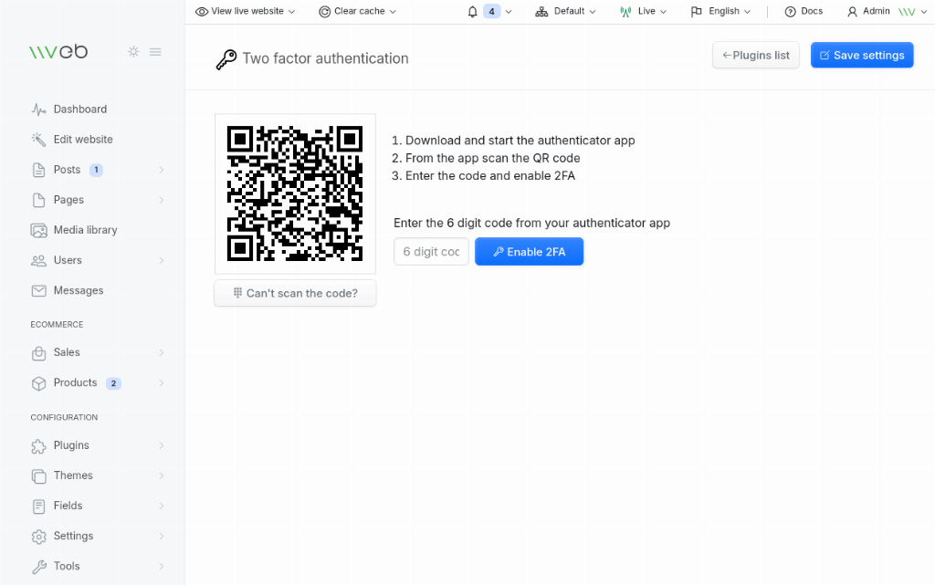 Two factor auth